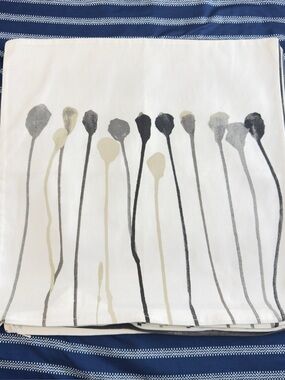IKEA White  with Black and Cream Stem Print Cushion Cover Set